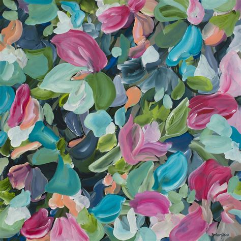 Mixed Lollies Abstract Floral In Fuchsia Pink Spearmint Turquoise