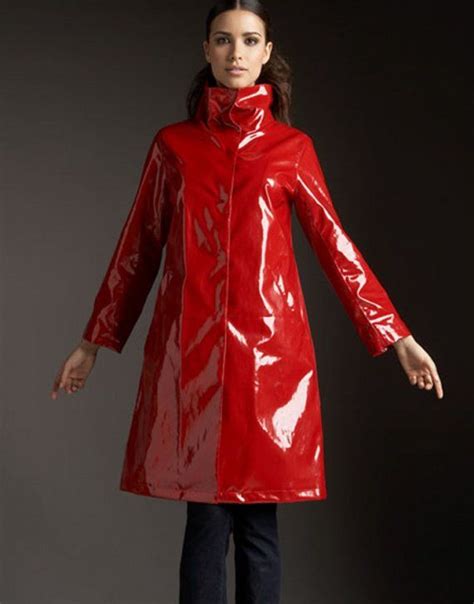 Red Pvc Raincoat Regenkleidung Kleidung Bekleidung