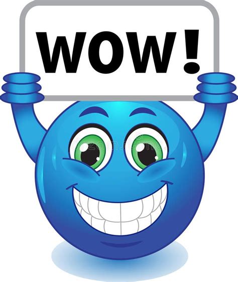 A Blue Cartoon Character Holding Up A Sign With The Word Wow On It S Face