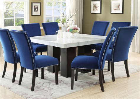 Find the perfect patio furniture & backyard decor at hayneedle, where you can buy online while you explore our room designs and curated looks for tips, ideas & inspiration to help you along the way. Camila Brown Square Marble Top Dining Set W/ 8 Chairs ...