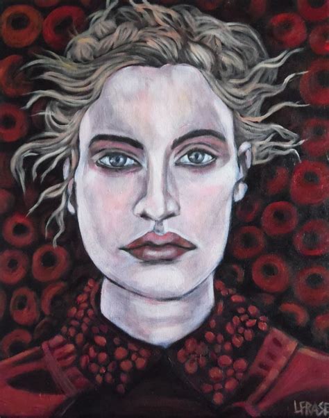 A Painting Of A Womans Face With Blue Eyes And Blonde Hair Surrounded