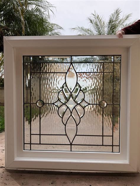 The Elegant Brentwood Beveled Leaded Stained Glass Window Insulated In Tempered Glass And Framed