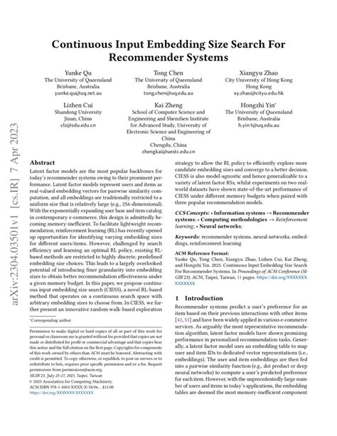 Continuous Input Embedding Size Search For Recommender Systems Deepai