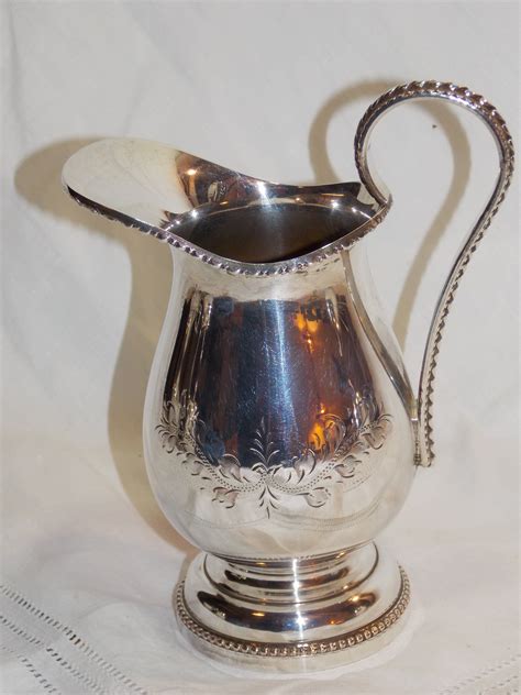 Milk Jug Silver Plated Vintage Best Silver Plate Silver Creamer Jug Floral Pattern Hand