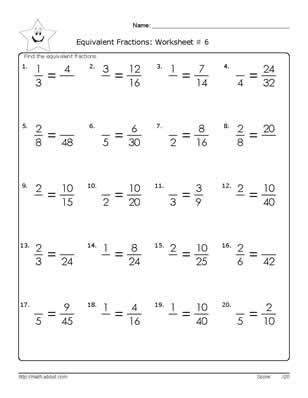 Below are six versions of our grade 5 math worksheet on equivalent fractions. 9 Worksheets for Practicing Equivalent Fractions ...