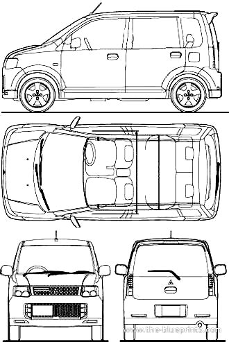 2010 Mitsubishi EK Sport Microvan Blueprints Free Outlines