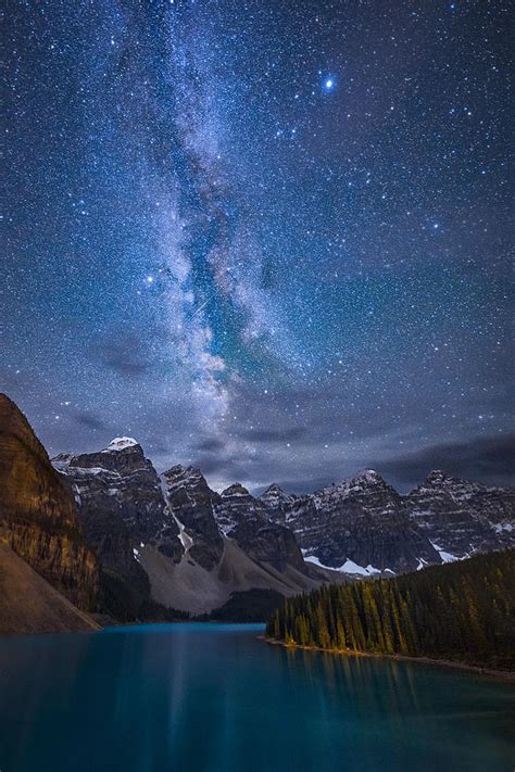 Moraine Lake Under The Night Sky Photograph By Michael Zheng Pixels