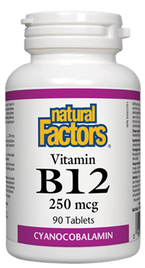 Natural Factors Vitamin B12 Cyanocobalamin 250 Mcg 90 Tabs Noahs