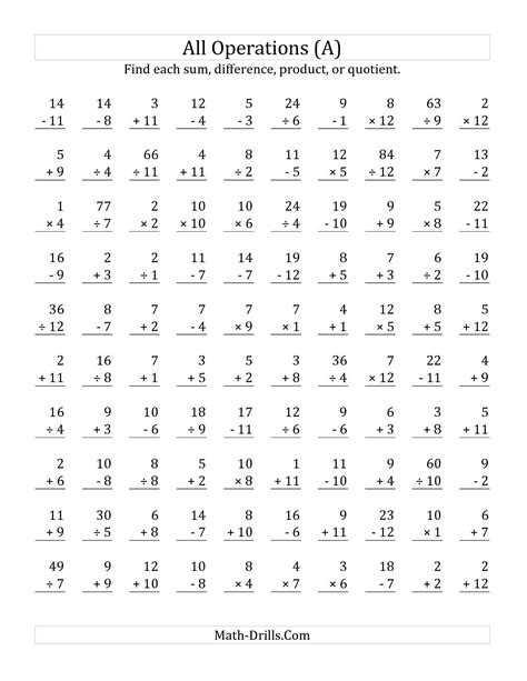 Mixed Math 3 Grade Free Printable Worksheets
