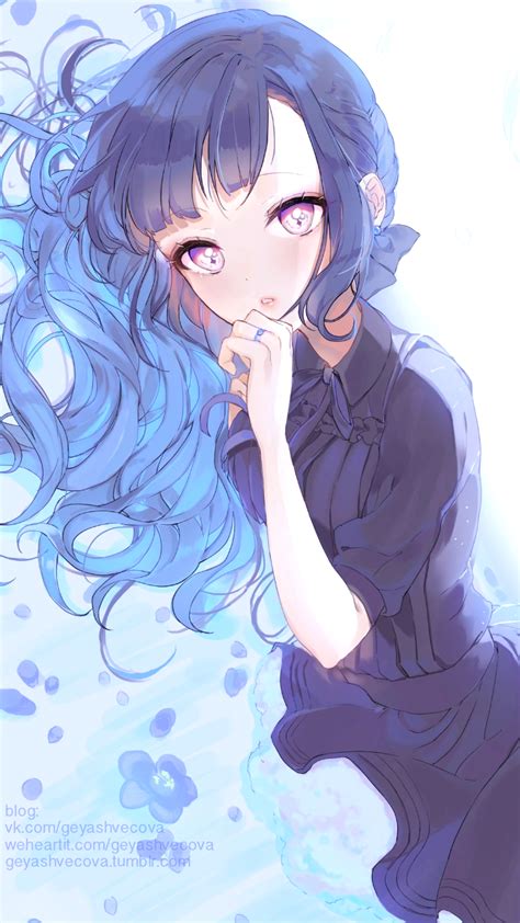 Kawaii Blue Hair Anime Girl Wallpapers Wallpaper Cave