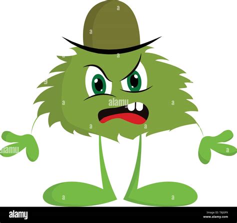 A Color Green Angry Monster With Green Hat Looks Disgusted Open Mouth