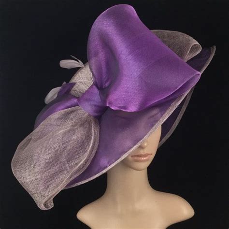Purple Sinamay And Silk Wide Brim Kentucky Derby Hat Church Hat Bridal