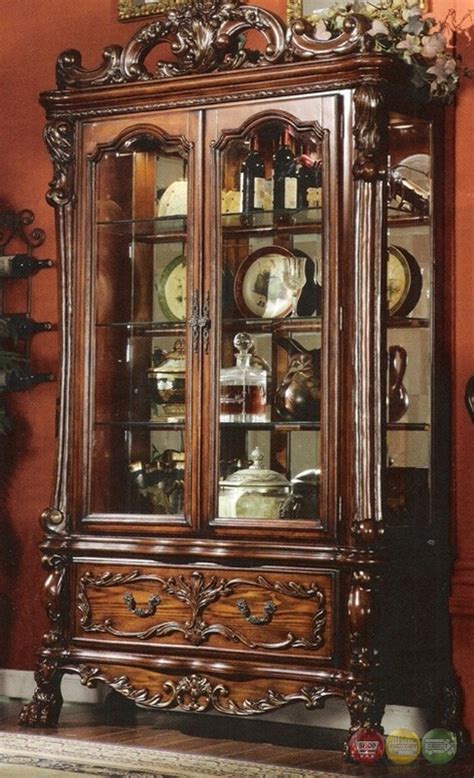 When and how to buy a corner curio cabinet. Dresden Traditional Ornate Curio Cabinet in Antique Cherry Oak