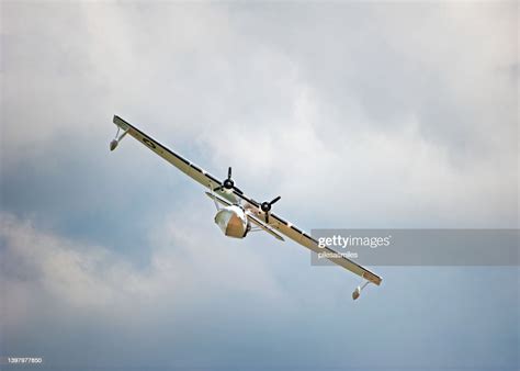 Consolidated Pby Catalina Seaplane Headon Banking High Res Stock Photo