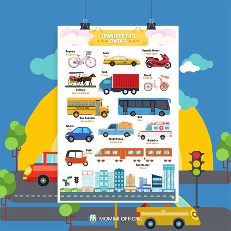 Jual Poster Edukasi Macam Macam Kendaraan Darat Poster Belajar Anak