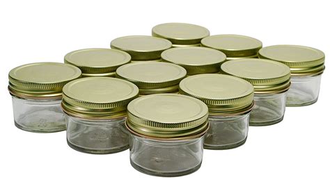 nms 4 ounce glass regular mouth mason canning jars case of 12 with gold lids north