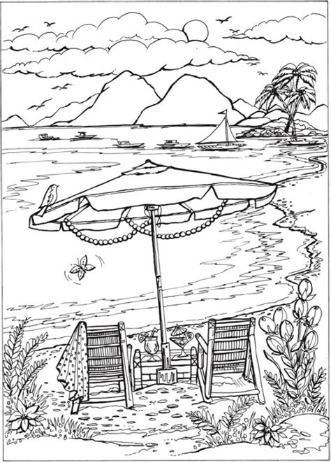 Download Beach Scene Coloring Page Stamping