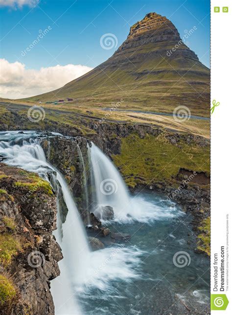 Kirkjufellfoss Waterfall And Kirkjufell Mountain Iceland Stock Image