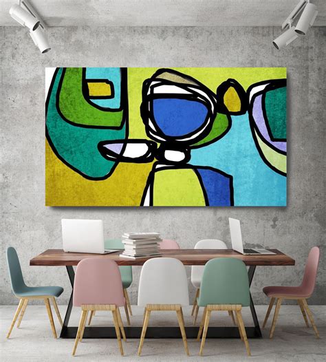 Vibrant Colorful Abstract 0 18 Mid Century Modern Green Blue Etsy
