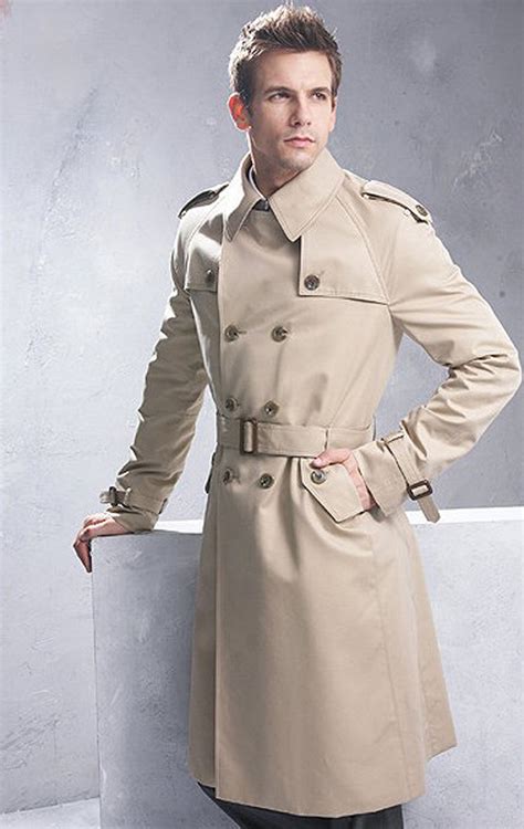 Trench Coat Men Classic Double Breasted Mens Long Coat Mens Clothing