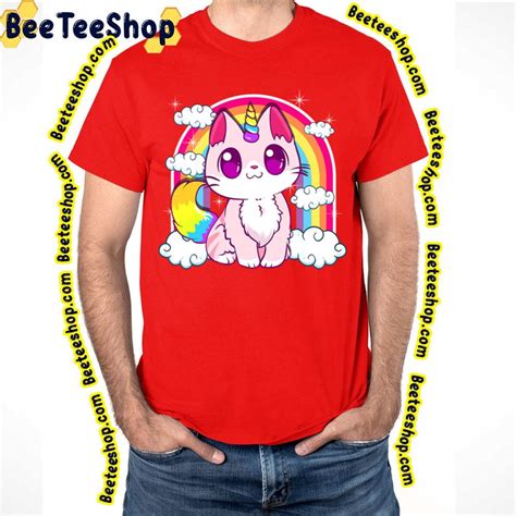 Cute Unicorn Cat Adorable Smiling Rainbow Kitty Trending Unisex T Shirt