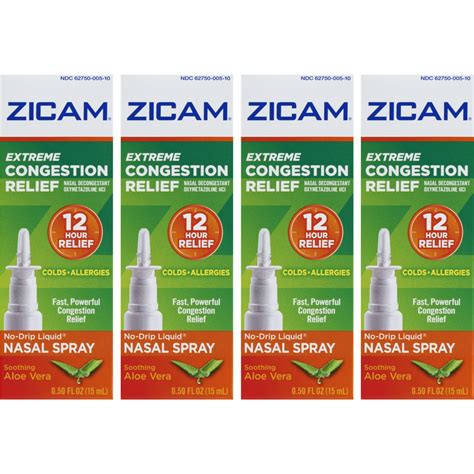 4 Pack Zicam Extreme Congestion Relief Liquid Nasal Spray 050oz Each 732216204100 Ebay