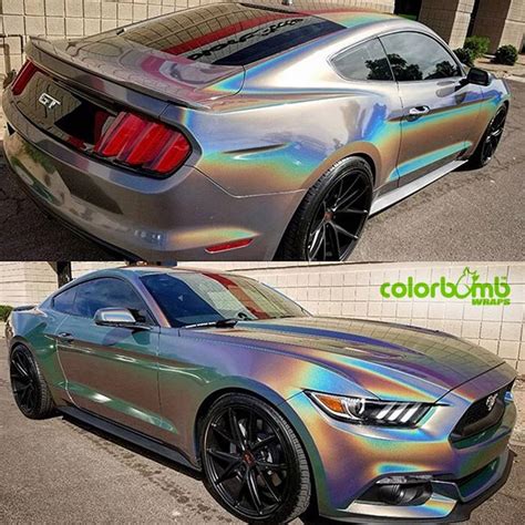 Ford Mustang Wrapped In Colorflip Psychedelic Vinyl Vinyl Wrap 3m