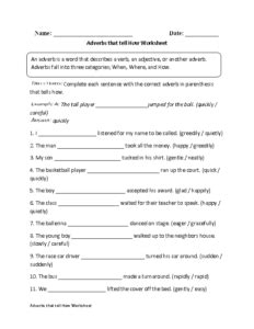 Regular Adverbs Worksheets Adverbs That Tell How Worksheet