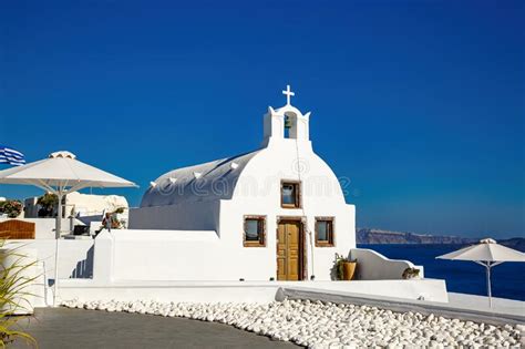 Traditional Greek White Architecture Church Near The Aegean Sea