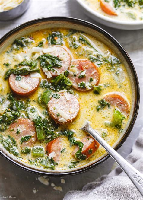 Creamy Sausage Soup Recipe With Green Vegetables Green Sausage Soup