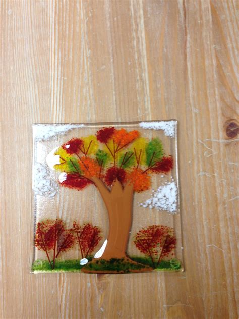 Fused Glass Fall Tree Design Glass Art Fused Glass Tree Designs