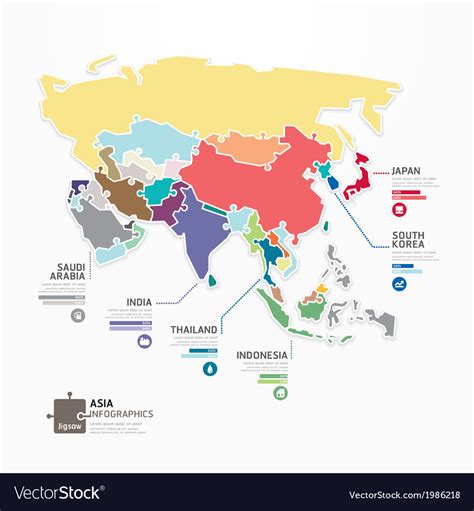 Asia Infographic Map Template Jigsaw Concept Vector Image