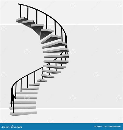 Isolated Circular Staircase With Black Handrail Vector Stock Vector