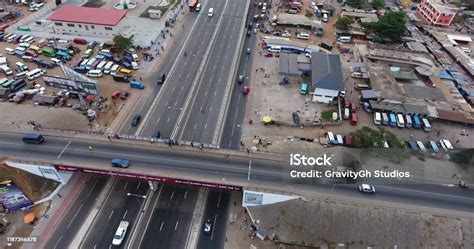 Interchange In Ghana Africa Drone Shot With A Drone Stock Photo