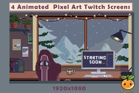 Cozy Snow 4x Animated Pixel Art 8 Bit Twitch Screens Etsy In 2022