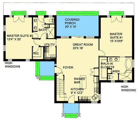 Craftsman House Plan with Two Master Suites - 35539GH | Architectural