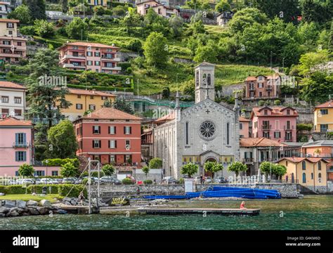 Waterfront Of The Village Argegno At Lake Como With The Chiesa Della