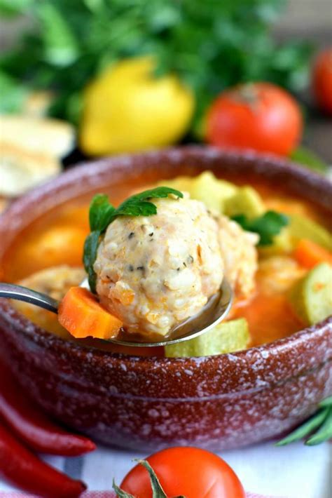 Mexican Chicken Meatball Soup Recipe Sopa De Albondigas De Pollo