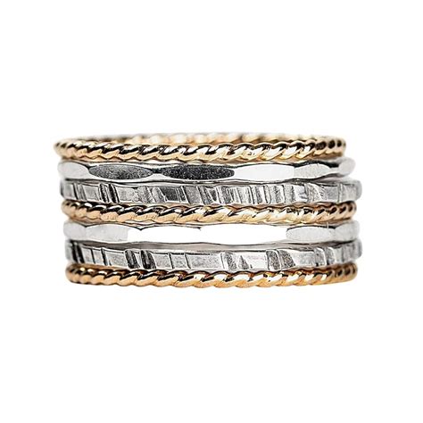 Custom Mixed Metal Stacking Stackable Rings In Sterling