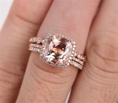 Hand woven wedding rings created in white, yellow and rose gold in 14kt, 18kt and platinum. Limited Time Sale 2 carat Morganite Diamond Trio Wedding ...