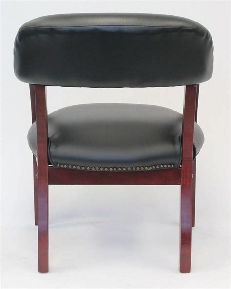 Boss Guest Chair Black Seat Fabric Upholstery Mahogany Frame Wood