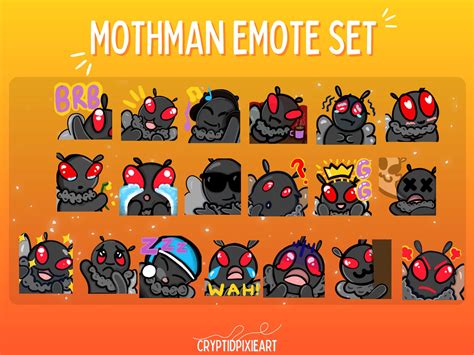Mega Pack Of 22 Mothman Emotes Emote Set For Twitch Or Etsy