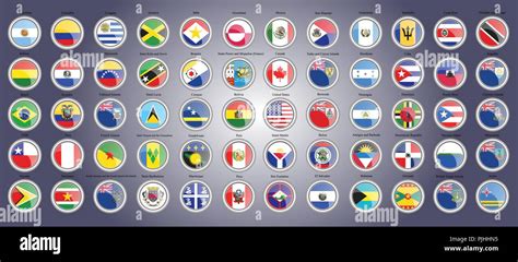 Set Of Icons Flags Of North South And Central America 3d