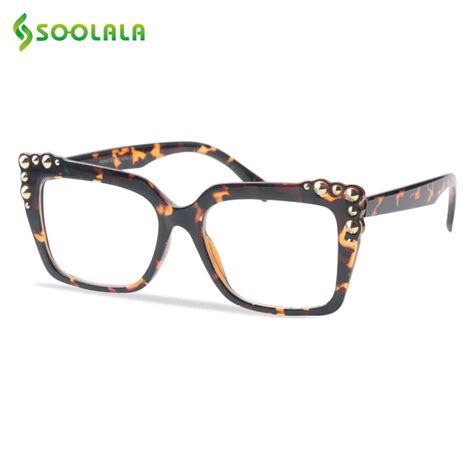 Soolala Womens Reading Glasses Rivet Big Full Frame Readers Reading Glass Eyewear Men Presbyopic