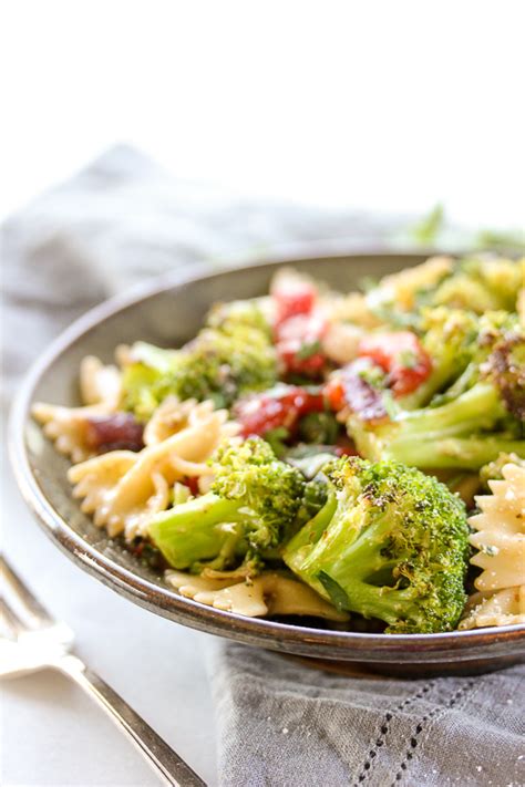 During the summer you want to get home from work and enjoy your outside space. Roasted Broccoli Summer Pasta Salad