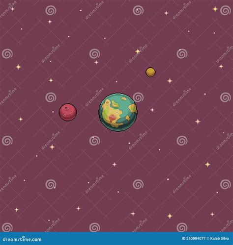 Pixel Art Wallpaper Planet And Stars In Space 8bit Stock Vector