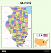 Mapa de Illinois. Mapa político de Illinois con límites Imagen Vector ...