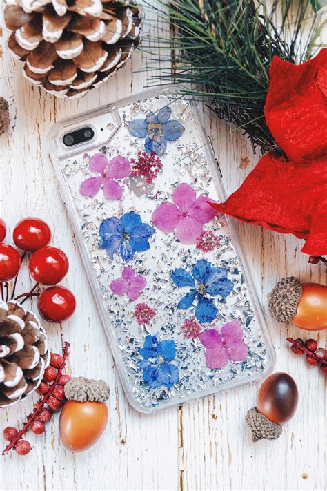 Luxury Pressed Wildflower Cute Protective Iphone Bumper Case Purple