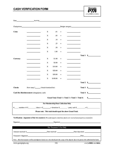 Ga Pta Cash Verification Form Fill And Sign Printable Template Online