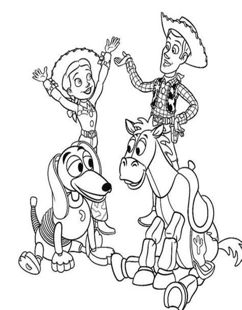 Woody Jessie And Bullseye Toy Story Coloring Page Free Printable Coloring Pages